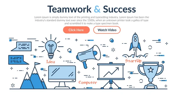 Website header - Teamwork en succes — Stockvector
