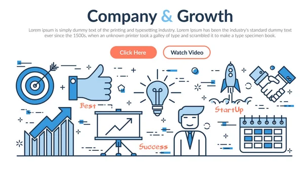 Website header - bedrijf en groei — Stockvector