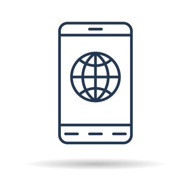 Doğrusal Icon - internet bağlantısı ile akıllı telefon