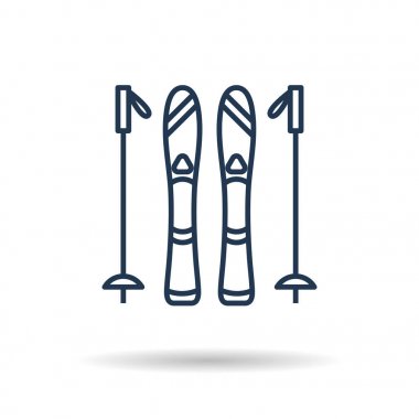 Dağ kayağı ve sopa doğrusal simgesi