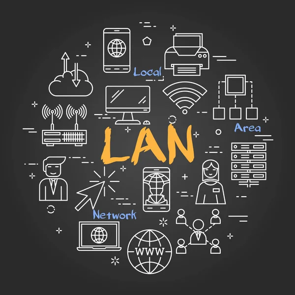 Kreidetafel-Konzept - lan — Stockvektor