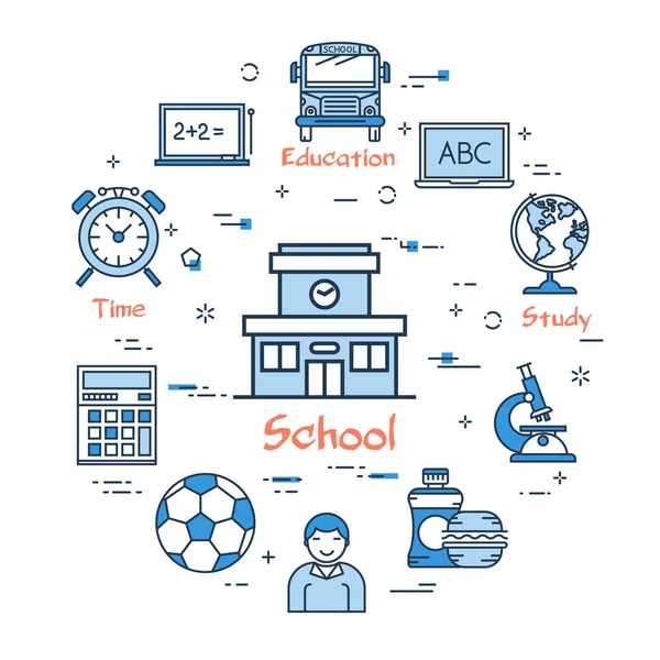 Concept d'éducation à la construction scolaire — Image vectorielle