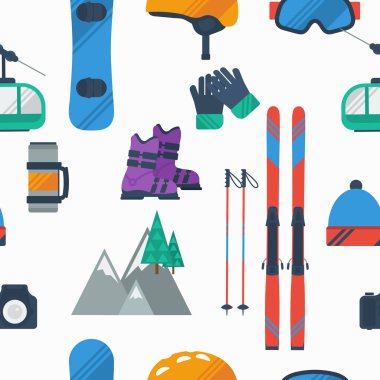 Beyaz kış dağ sporu için seamless modeli