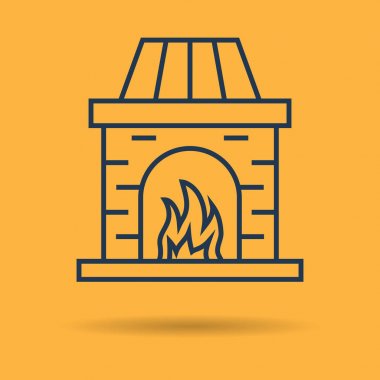 Yanan ateşi ile şömine doğrusal simgesi