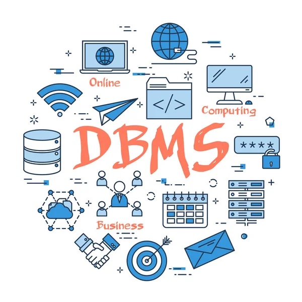 蓝圆 Dbms 概念 — 图库矢量图片