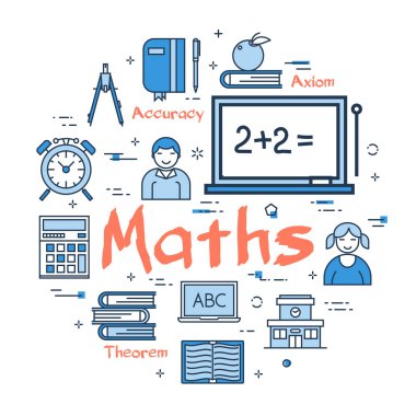 Matematik konu ile kavramı mavi