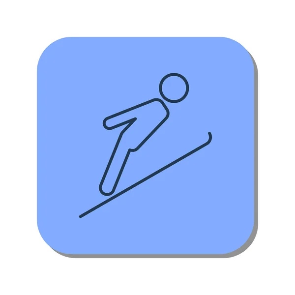 Ícone linear de esquiador pulando de um trampolim — Vetor de Stock