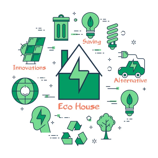Зеленый экологический дом концепции — стоковый вектор
