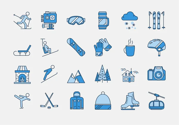 青い冬のスポーツのアイコンを設定 — ストックベクタ
