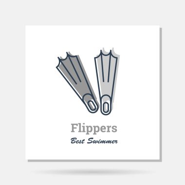 Yüzmek için simge yüzgeçli doğrusal logo