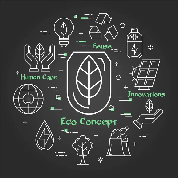 Зеленый лист на этикетке, как концепция экологического продукта . — стоковый вектор
