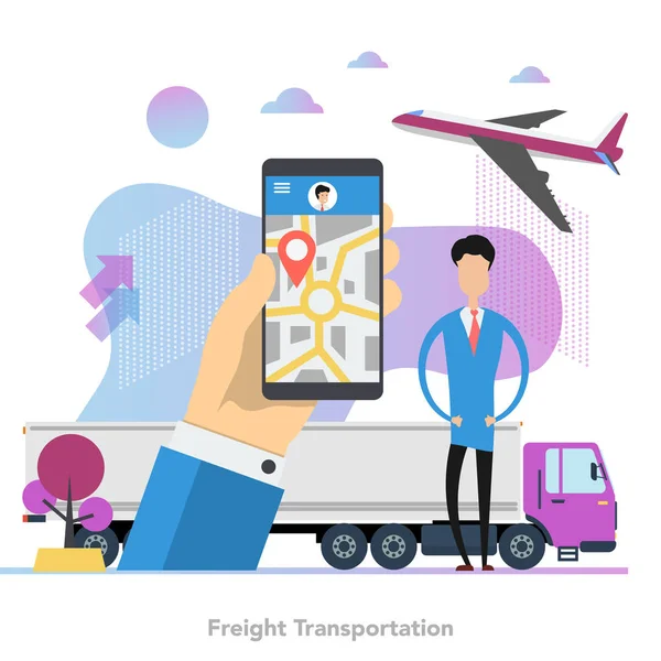 Square concept of monitoring freight transport in flat — 스톡 벡터