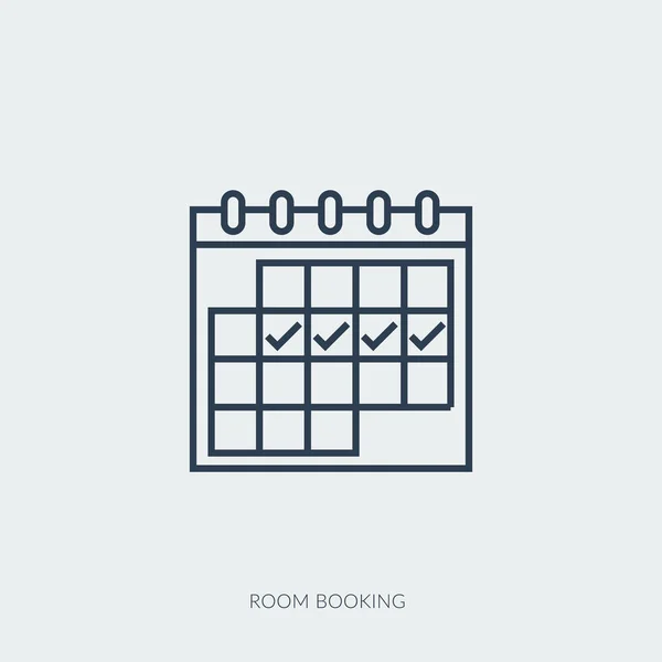 Vector outline icon of reservation of apartments, house booking — 图库矢量图片