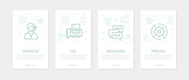 Vector four vertical mobile banners - online support - fax machine