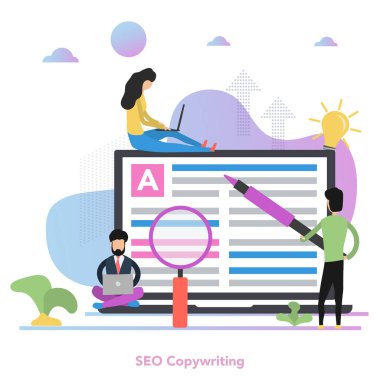 Vector square concept of Seo Copywriting in flat