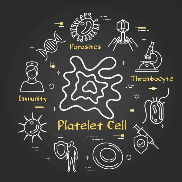 Vector concepto negro de bacterias y virus - icono de la célula plaquetaria — Vector de stock