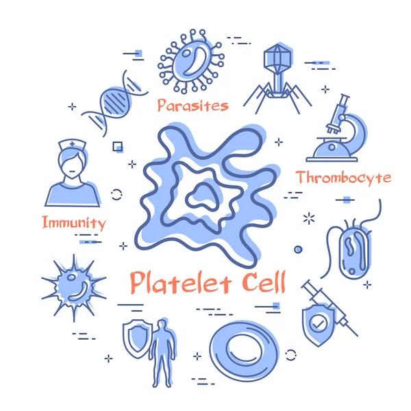 Concepto vectorial de bacterias y virus - icono de la célula plaquetaria — Vector de stock