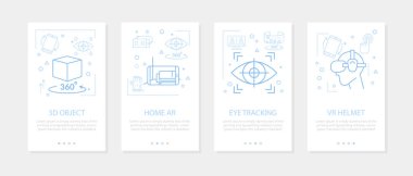 Vector four vertical mobile banners of virtual reality - 01