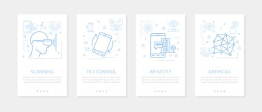 Vector four vertical mobile banners of virtual reality - 03