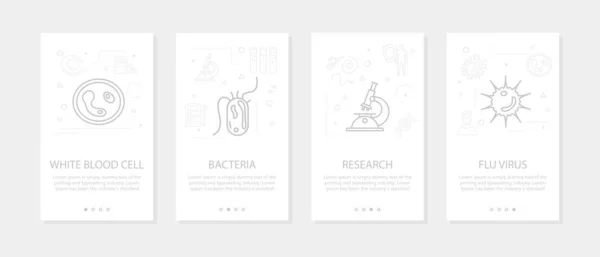 Vector cuatro banners móviles verticales para bacterias y virus - 02 — Vector de stock