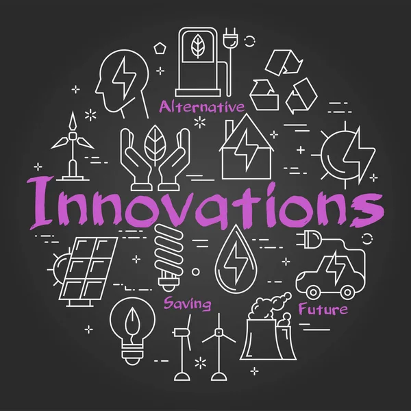 Vector Black Board Innovation Technologie des innovations — Image vectorielle