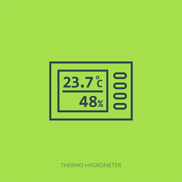 Vector outline icon of hydroponic and growth led light - thermo hygrometer — Stock Vector