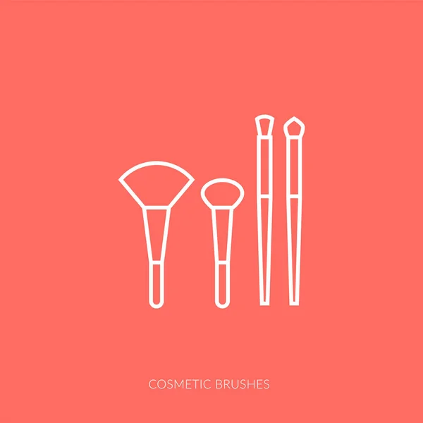 Icono de contorno vectorial de accesorios de mujer - cepillos cosméticos — Vector de stock