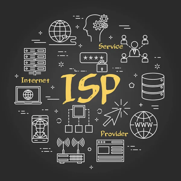 Vektör siyah doğrusal İnternet Servis Sağlayıcı Kavramı