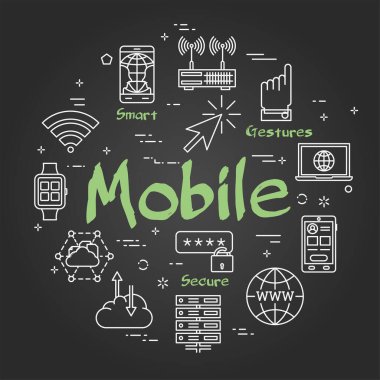 İnternet gezgini doğrusal vektör siyah kavramı - akıllı teknolojiler