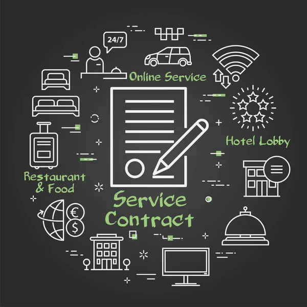 Vektor svart hotell service fyrkantiga koncept - Service Contract — Stock vektor