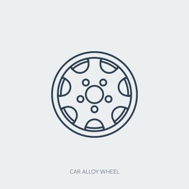 Araba parçasının vektör çizgisi simgesi - alaşım tekerleği