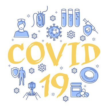 Koronavirüs salgınının vektör doğrusal konsepti - COVID-19 işareti