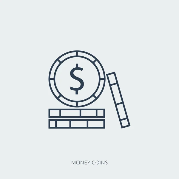 Vektorový obrys ikony peněz mince - hromada dolarových centů — Stockový vektor