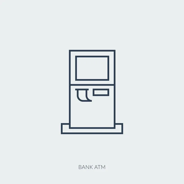 银行自动取款机终端的矢量轮廓图标 — 图库矢量图片