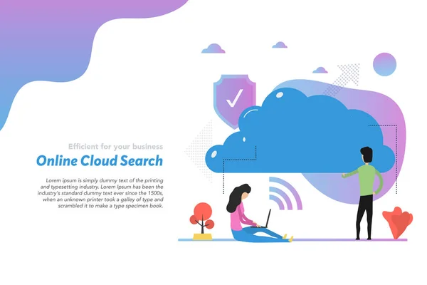 Web header template of cloud search in flat — Stock Vector