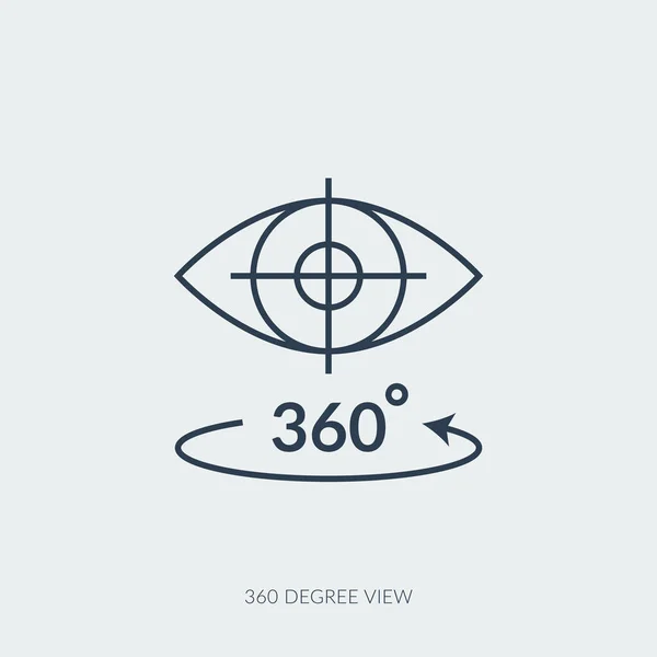 Векторна контурна піктограма технології віртуальної реальності 360 градусів — стоковий вектор