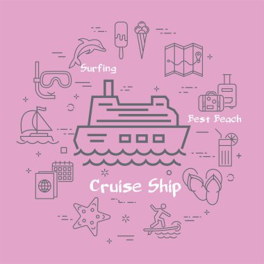 Gezi gemisi simgesi ile yaz zamanı vektör doğrusal kavramı