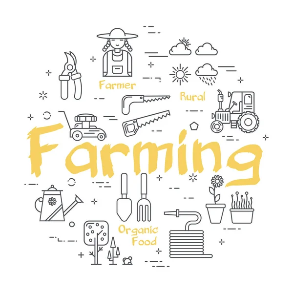 Vektör doğrusal ev çiftçiliği ve bahçıvanlık kavramı