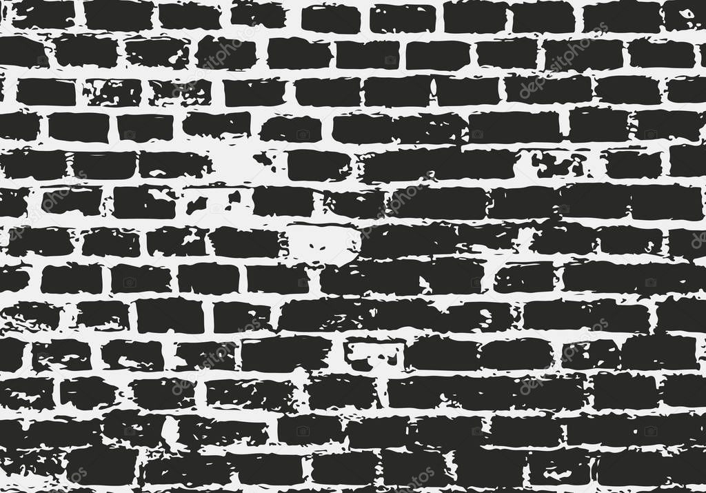 Old brick wall texture. Dark vector background.