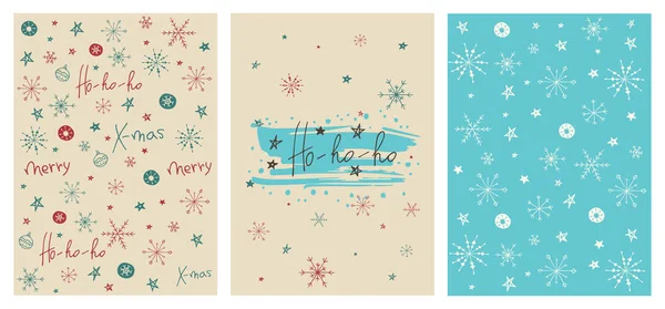 Набір творчі різдвяні листівки з боку звернено буквене позначення хо хо хо. — стоковий вектор