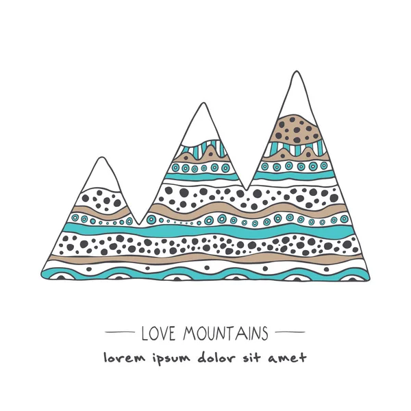 Montanhas Silhueta Estilo Doodle Para Decorações Camisetas Estampas Cartões Felicitações —  Vetores de Stock