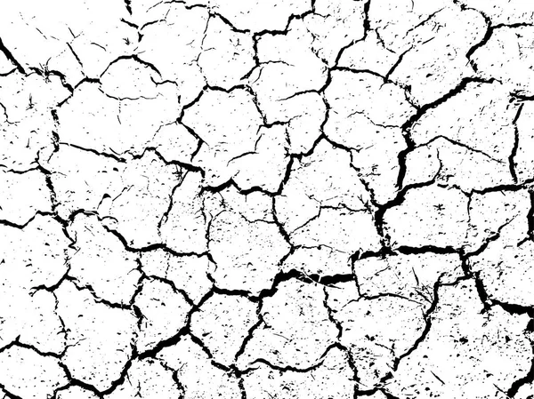 Het patroon van de scheuren van droge aarde. Grunge abstracte achtergrond. Verontruste vector overlay. — Stockvector