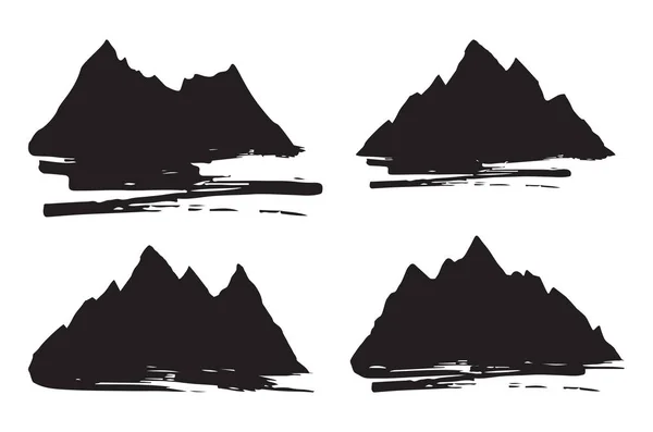 Σύνολο των βουνών σιλουέτες με πινελιές. — Διανυσματικό Αρχείο