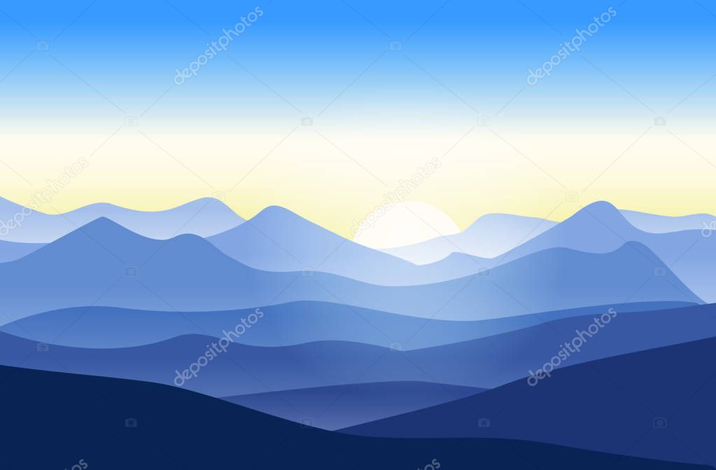 Mountains landscape with beautiful summer sunrise