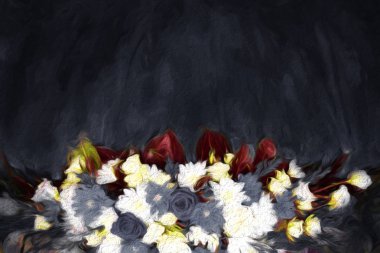 Stilize çerçeve - çiçek deseni