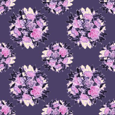 Stilize yuvarlak dikişsiz çiçek deseni