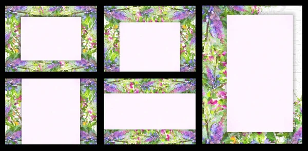 Conjunto de quadros estilizados com padrão floral — Fotografia de Stock