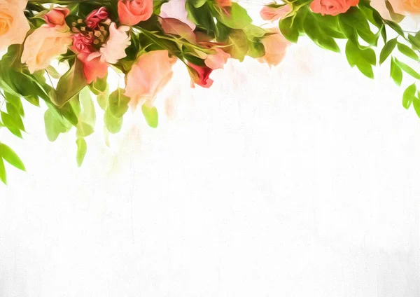 Stylized frame pattern with flowers — Stockfoto