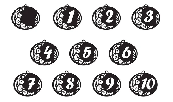 Konuklar tablolar lazer kesim için vektör numaraları. Ahşap / plastik figürler ve çiçeklerle. 