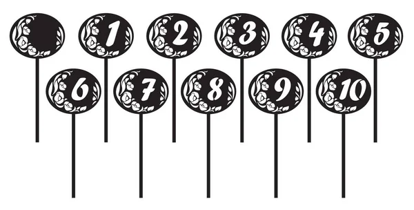 Konuklar tablolar lazer kesim için vektör numaraları. Ahşap / plastik figürler ve çiçeklerle. 